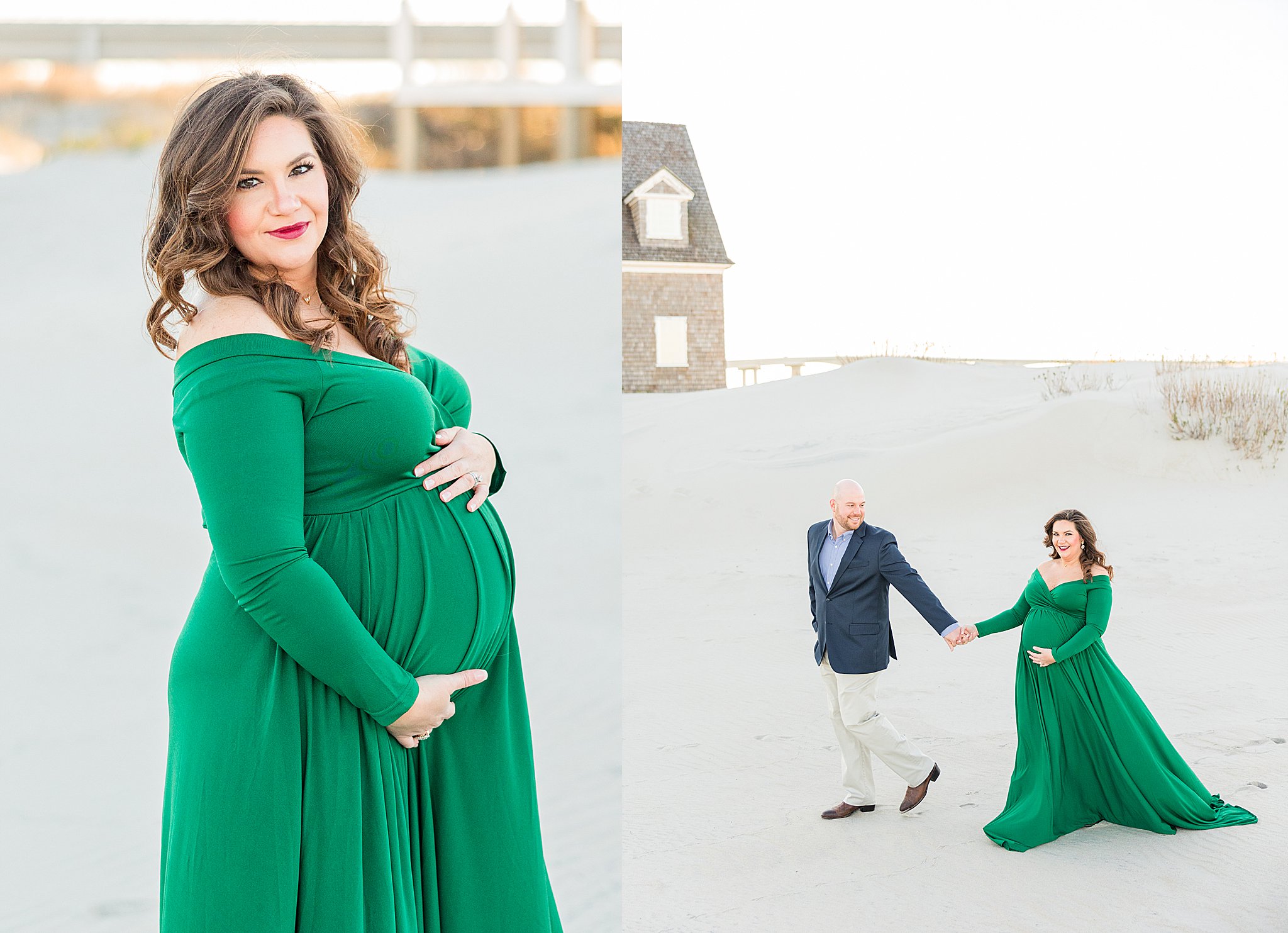 Outer Banks Maternity Photography - Expecting mother posing on sandy beach
